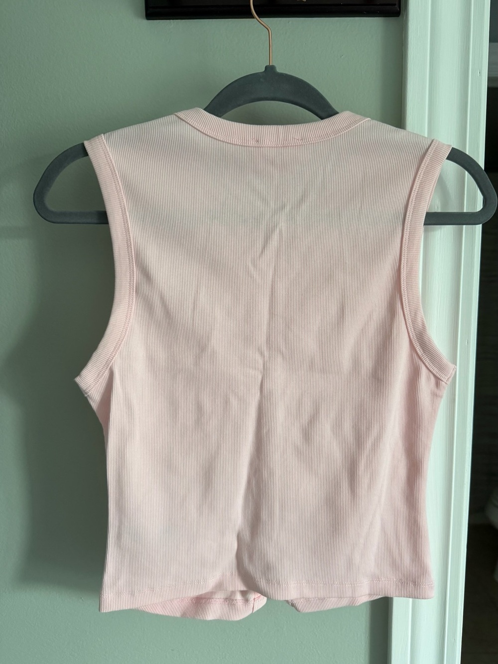 Edikted Pastel Pink Ribbed Button-Front Crop Tank - Picture 5 of 5